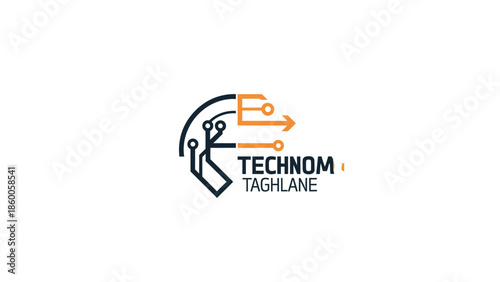 Technom Taghlane Logo - A Modern Tech-Inspired Design with Circuitry Elements.