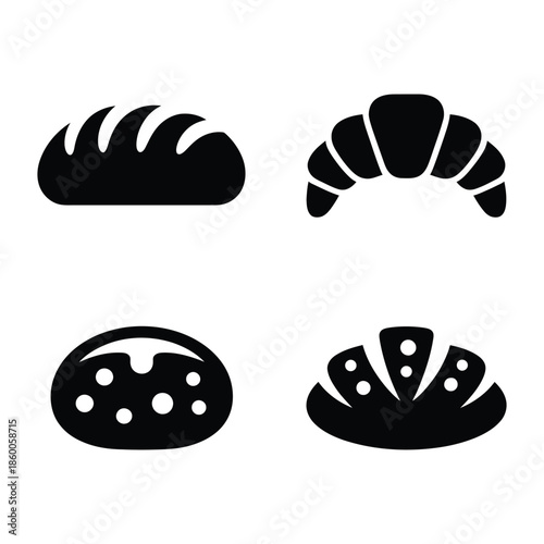 Bakery & Bread Vector, Silhouette, Illustration
