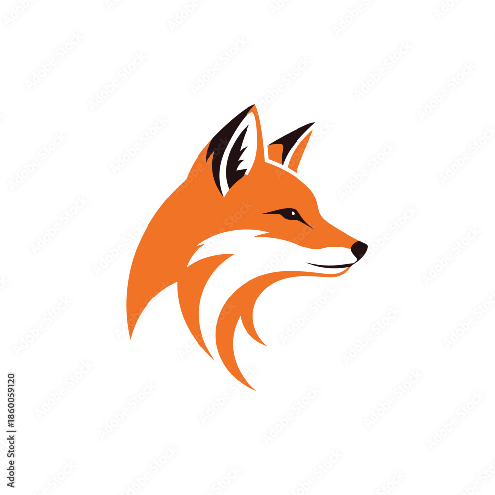 Obraz premium Vibrant fox logo design showcasing cunning and elegant animal representation.