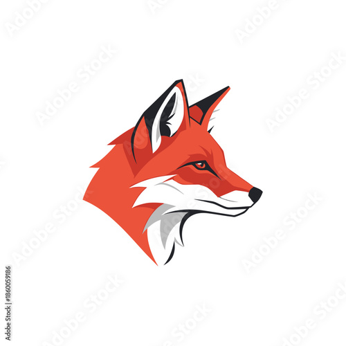 Vibrant fox head illustration showcasing detailed fur and sharp features against white background.