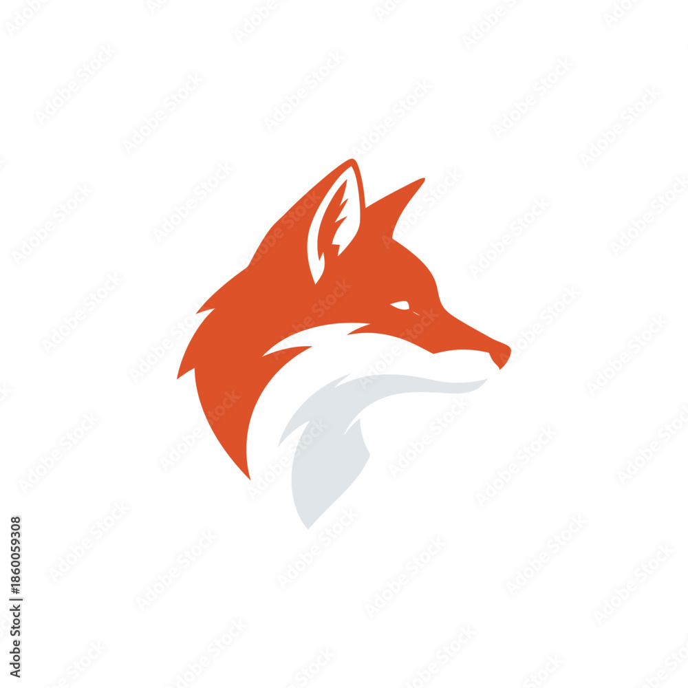 Obraz premium Vibrant orange fox head illustration showcasing elegant design and detail.