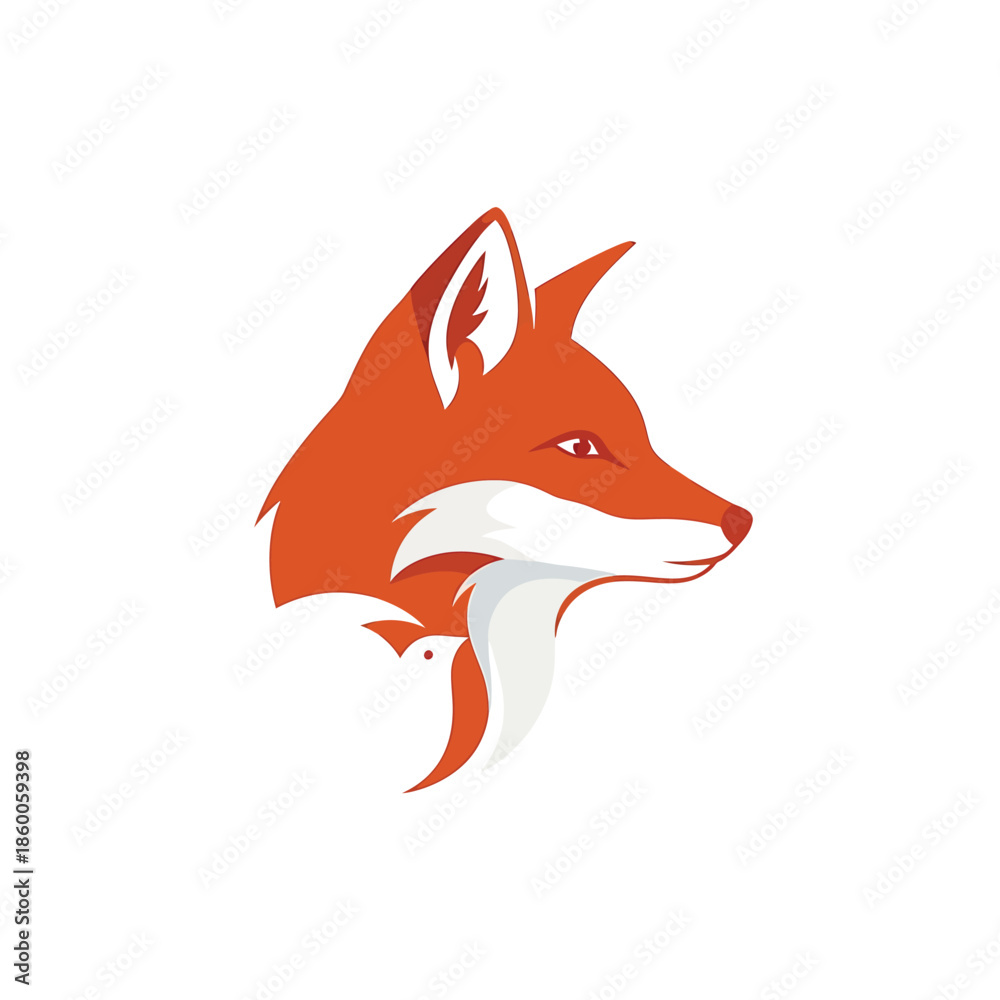 Obraz premium Vibrant orange fox head profile with white accents and sharp features.