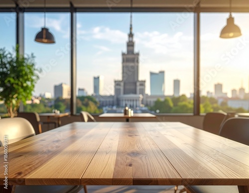 Panorama of warsaw from building