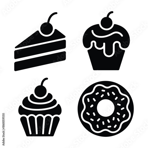 Dessert & Sweets Vector, Silhouette, Illustration