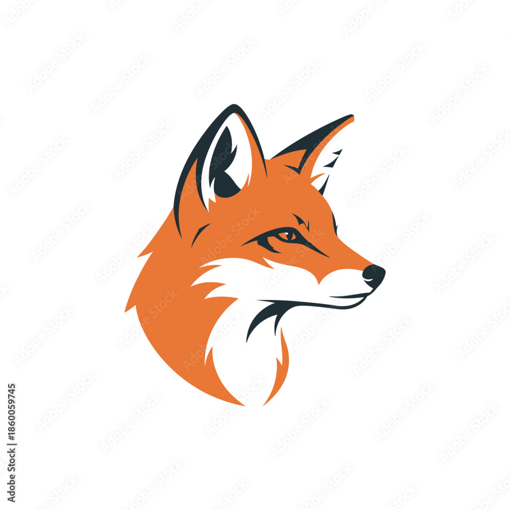 Obraz premium Vibrant fox illustration showcasing detailed fur and sharp features, a captivating portrait.