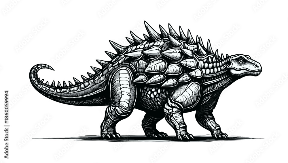 Fototapeta premium Armored Ankylosaurus illustration 