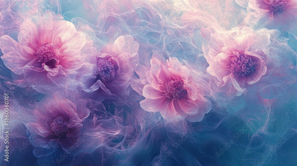 Obraz premium Soft Pink Flowers in Pastel Haze