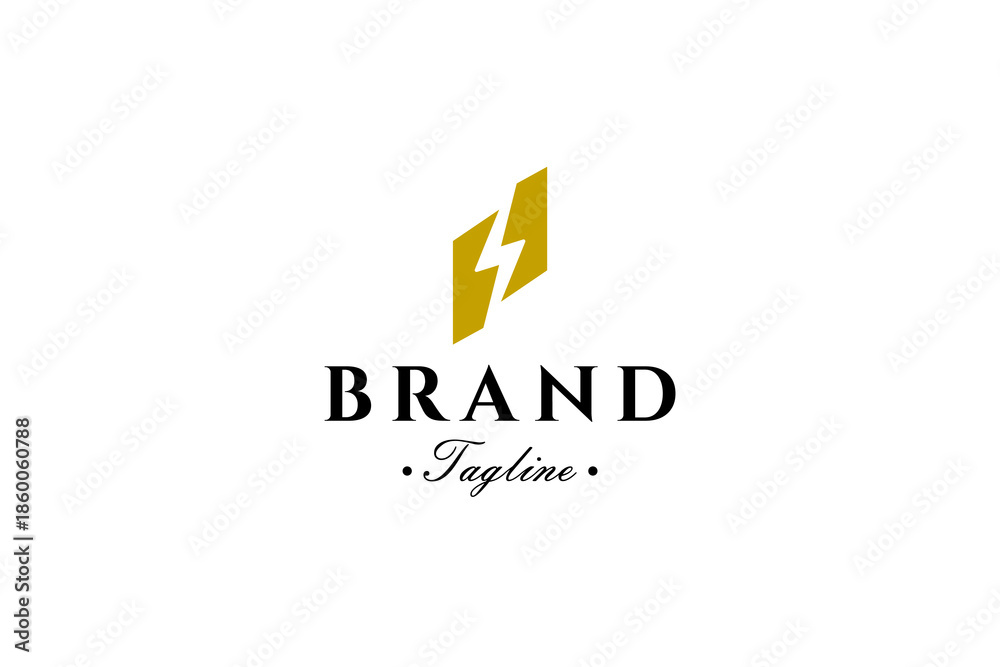 Obraz premium thunder lightning flash storm logo vector design template
