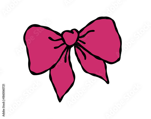 Red bow flat design isolated on white background