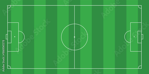 Football fields top view. Soccer grass fields with chalk lines. Green grass field background. Vector Football - Soccer Field. Scheme and marking of the football field, soccer field.eps10