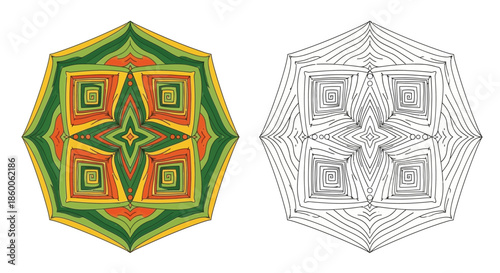 Vivid Colorful Geometric Mandala Illustration Design for Spiritual and Decorative Projects