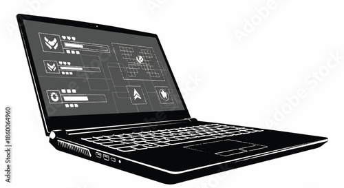 Technology Interface: A sleek laptop showcases a sophisticated user interface, embodying modern technology's design and functionality.
