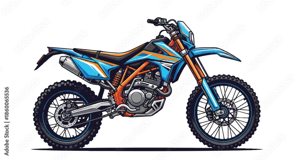 Obraz premium Detailed Illustration of a Modern Off-Road Dirt Bike Motocross Motorcycle Isolated on White Background