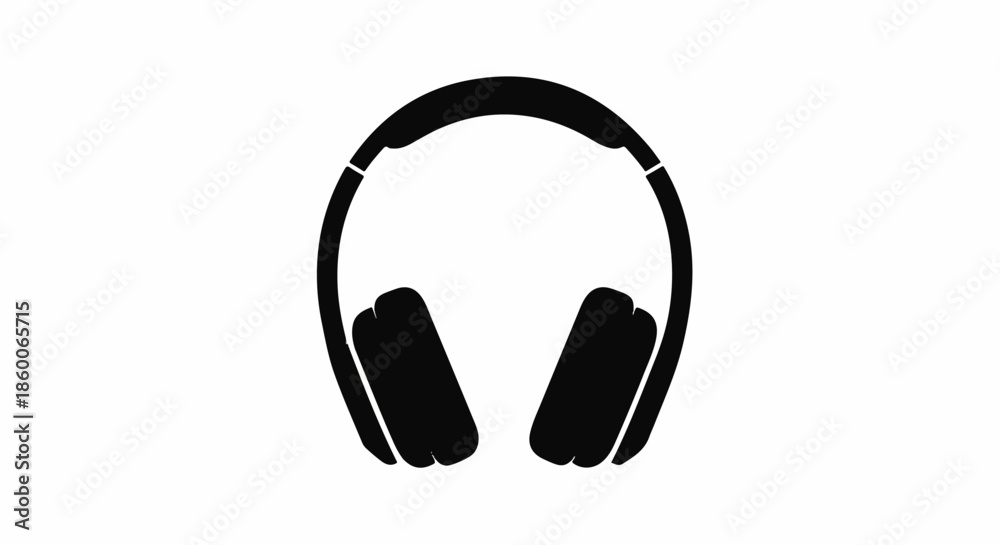 Fototapeta premium Minimalist Black Headphones Icon Silhouette Design for Music and Audio Concept