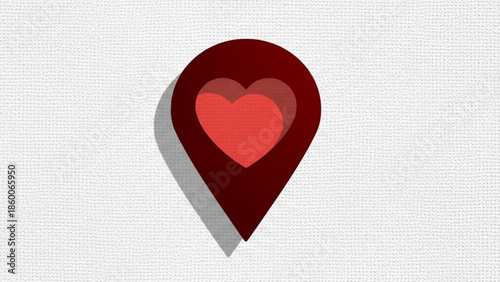 Love's Designated Spot: The iconic symbol of love, represented by a captivating heart, rests gently within a locator, expressing the location of affection.