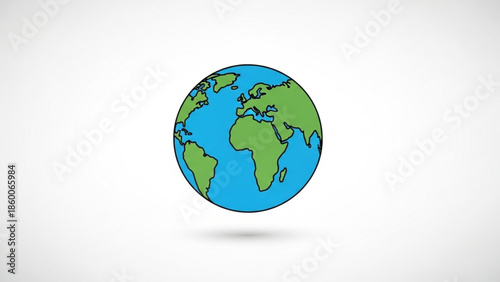 Planet Earth Illustration: A simple yet vibrant illustration of planet earth, with continents rendered in green and oceans in blue, evoking a sense of global unity and environmental awareness.
