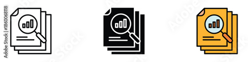 Scrutiny info icon vector. Analyzing business reports and financial data symbol. vector illustration.
