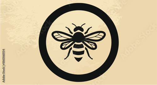 Stylized black bee insect icon inside a circular frame.