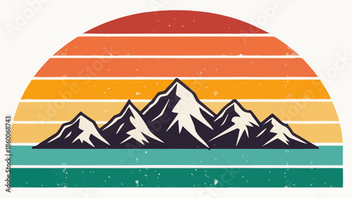 Vibrant mountain landscape with stunning sunset and majestic peaks