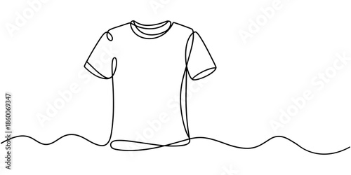 Self drawing line T-shirt printing continuous line drawn concept video, T shirt icon continuous one line drawing. Minimalist t shirt outline abstract.