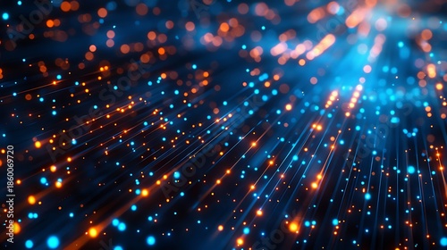 Wallpaper Mural Abstract technology background with glowing blue and orange lines 2 Torontodigital.ca