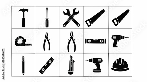 Collection of various construction and DIY tools.