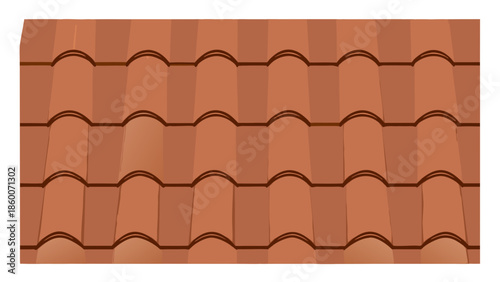 Orange clay architectural roof tiles illustration, detailed terracotta roofing material