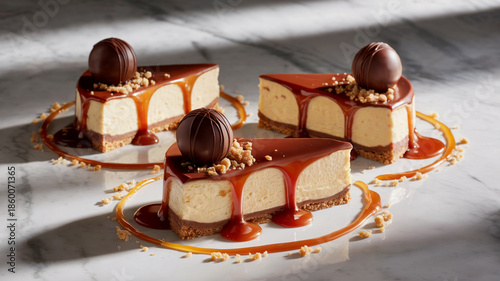 Caramel Drip Cheesecake with Chocolate Truffles