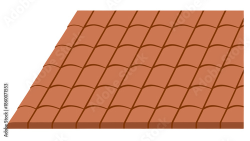 Orange clay roofing tiles illustration, seamless repeating pattern, architectural design