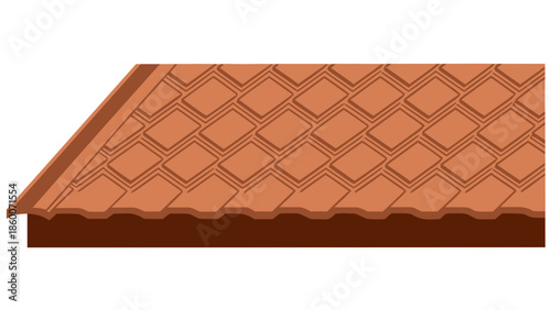 Geometric pattern of orange clay roof tiles on a building exterior