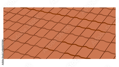 Flat orange clay roof tiles vector illustration architectural design element