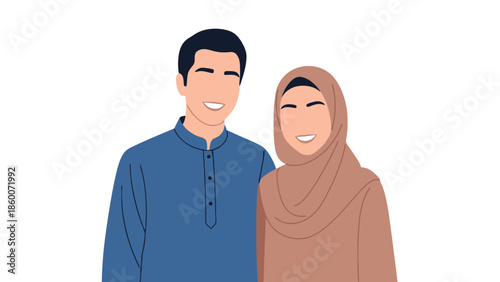 Smiling young man and woman with diverse fashion styles standing together outdoors