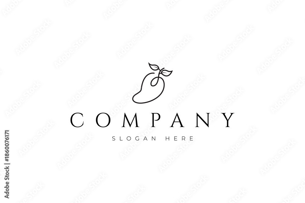 Fototapeta premium mango fruit logo with minimalist linear design style