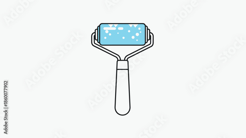 A simple line art illustration of a handheld ice roller filled with gel beads for a cooling facial massage and skincare.