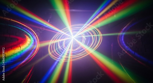 Vibrant Light Beams and Rainbow Colors.