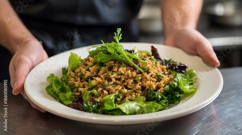 Wallpaper Mural Chef presents a vibrant healthy grain salad served on a white plate with fresh leafy greens Torontodigital.ca