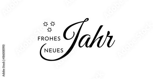 Frohes Neues Jahr - deutscher Kartentext für Neujahrskarte, schwarz, Text Wolke Vektor Illustration
