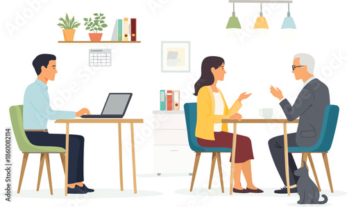 Office Discussions: Capturing a range of interactions, from collaborative discussions to focused individual work.