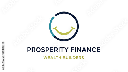 Modern financial prosperity logo with abstract circular design embodying wealth growth and client happiness for investment and business services branding