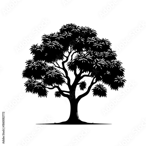 Mango Tree Vector Illustration with Lush Tropical Greenery