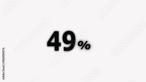 abstract 49 percent animation. Motion graphics of number count concept symbol on White Background.
