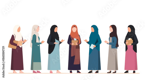 Muslim People Giving Charity During Ramadan Flat Vector