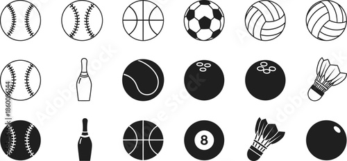 Sports Equipment Icons Collection illustration