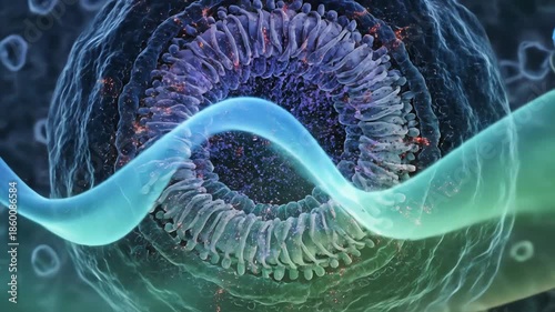 Reactive oxygen species pulse aggressively before antioxidants arrive. Once neutralized, the pulses fade into smooth, low-energy waves, restoring biochemical calm across the intracellular environment 