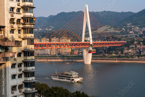 Chongqing Cross-River Bridge and River Cruise Scenery