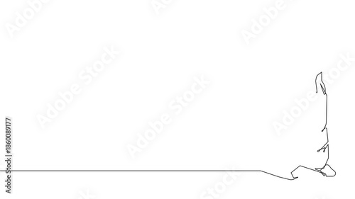 Continuous line Muslim woman praying. One line Islamic dua gesture, female worship, faith and spirituality concept on white background