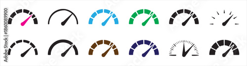 speedometer gauge icon set different speedometer gauges and dial indicators vector collection