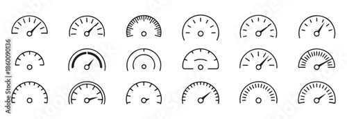 speedometer gauge dial icons dashboard meter and tachometer vector graphics set