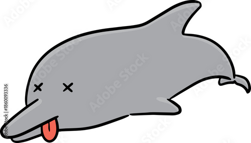 Illustration of dead dolphin
