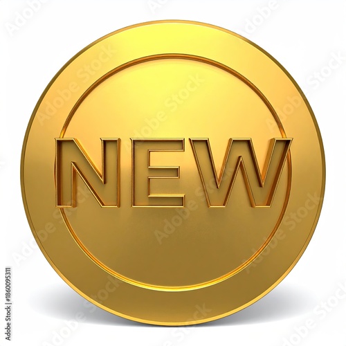 Shiny gold coin with embossed 